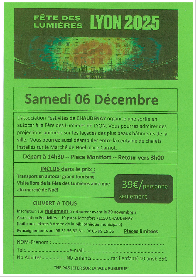 Fête des Lumières FESTIVITES