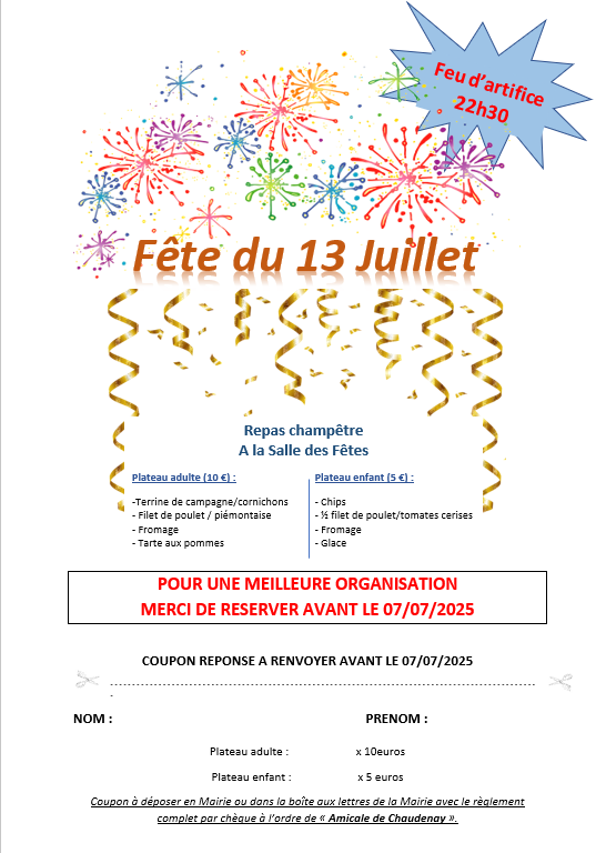 Flyer soirée 13 juillet