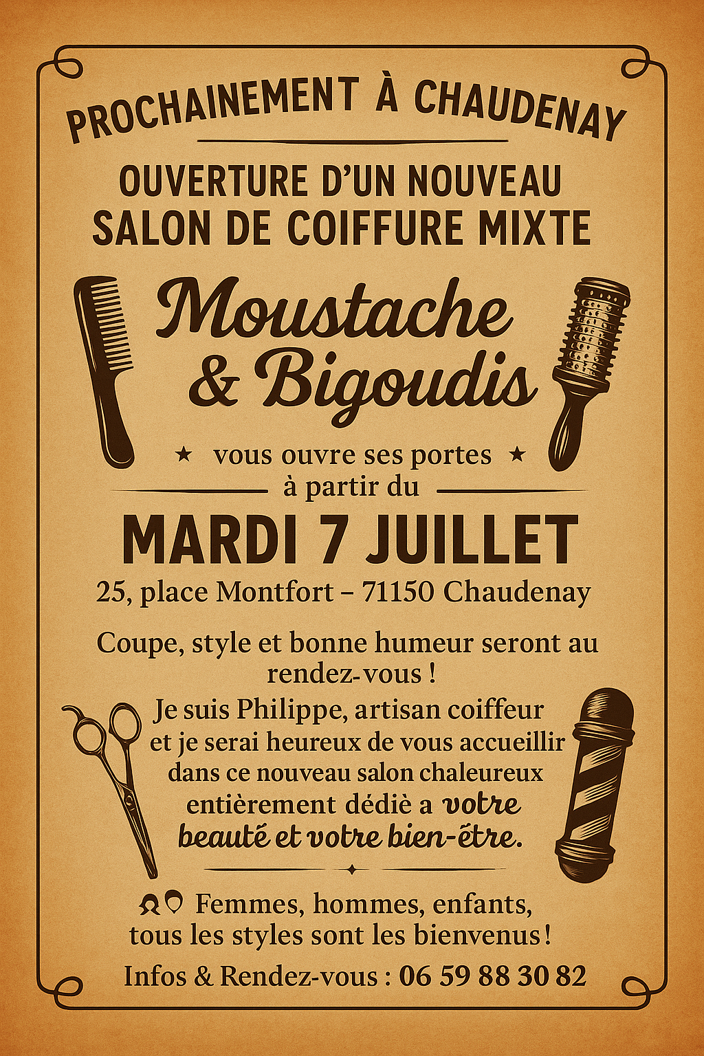 Nouveau salon de coiffure 25 place Montfort à Chaudenay
